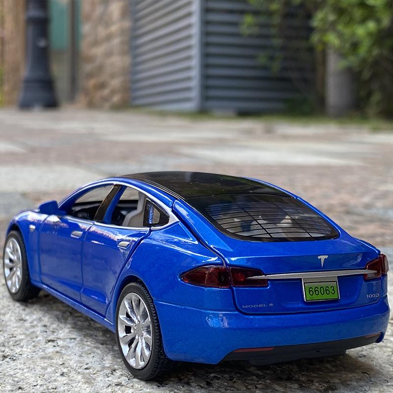 1:32 Tesla Model S Model 3 Alloy Car Model Diecast Metal Toy Car Vehicles Model Simulation Sound Light Collection Gift