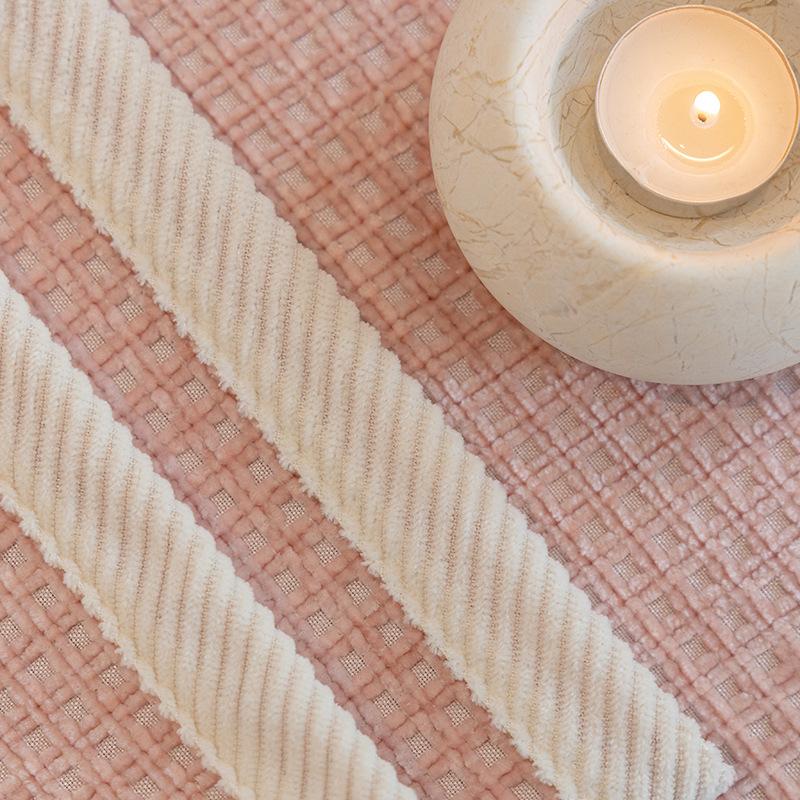Cremefarbenes Sofakissen im Vier-Jahreszeiten-Stil, universeller Vollbezug, Handtuch, komplett eingewickelter Bezug, Waffelmuster, hochwertiges Sofakissen, rutschfest