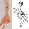 Vodotěsná samolepka na dočasné tetování Compass Arrow Tetování na tělo s římskými hodinami