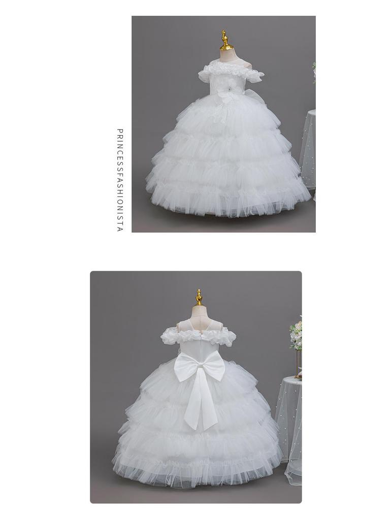 Little Girl's Princess Piano Performance Gown - Elegant High-End Wedding Tulle Cake Skirt Dress