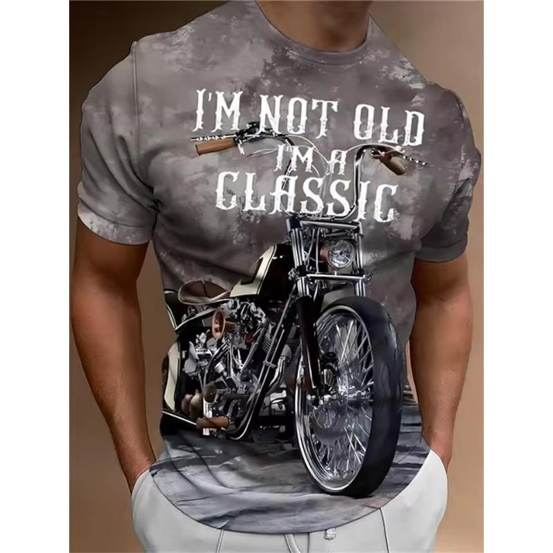 Men's Retro Motorcycle T-Shirt Riding Suit 3D Printing