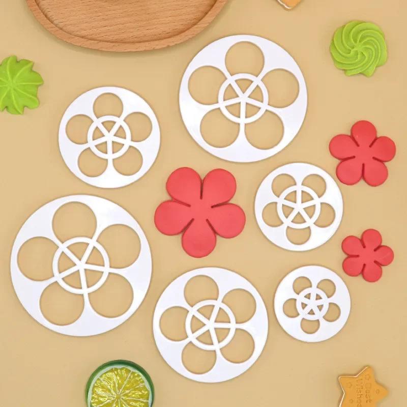 4Pcs Rose Flower Fondant Cake Decorating Mould Plum Blossom Dessert Cookies Cutter Mold Gum Paste Pastry Tools Baking Supplies