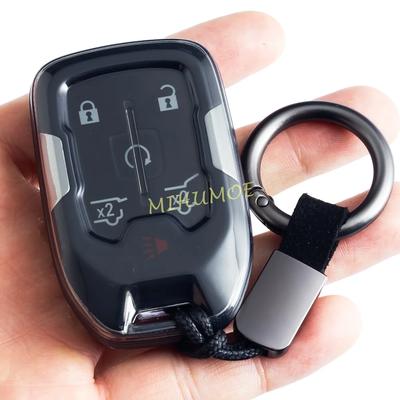 For GMC Sierra Acadia Terrain Yukon Silverado Tahoe Suburban Black Transparent Key Fob Case Cover Shell Accessories