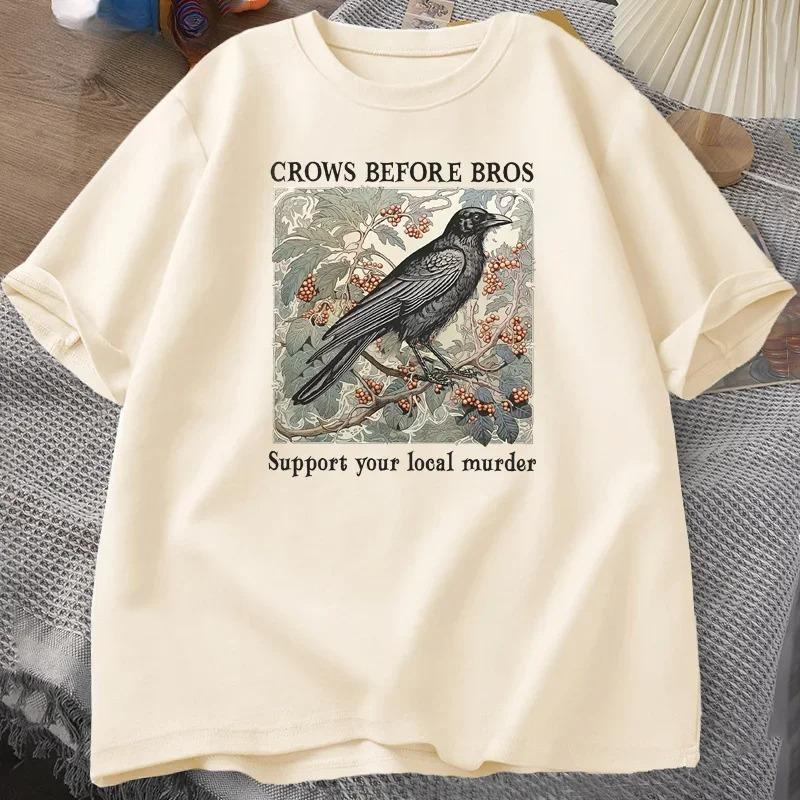 

Новая Забавная Ретро Футболка Crows Before Bros Мужская Хэллоуин Футболка Повседневная Хлопковая Футболка с Коротким Рукавом и Круглым Вырезом Одежда в Стиле Темной Академии S