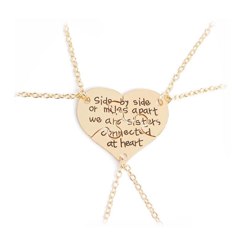 Meerpersoons Diamanten Hart & Letter Ketting voor Vriendinnen