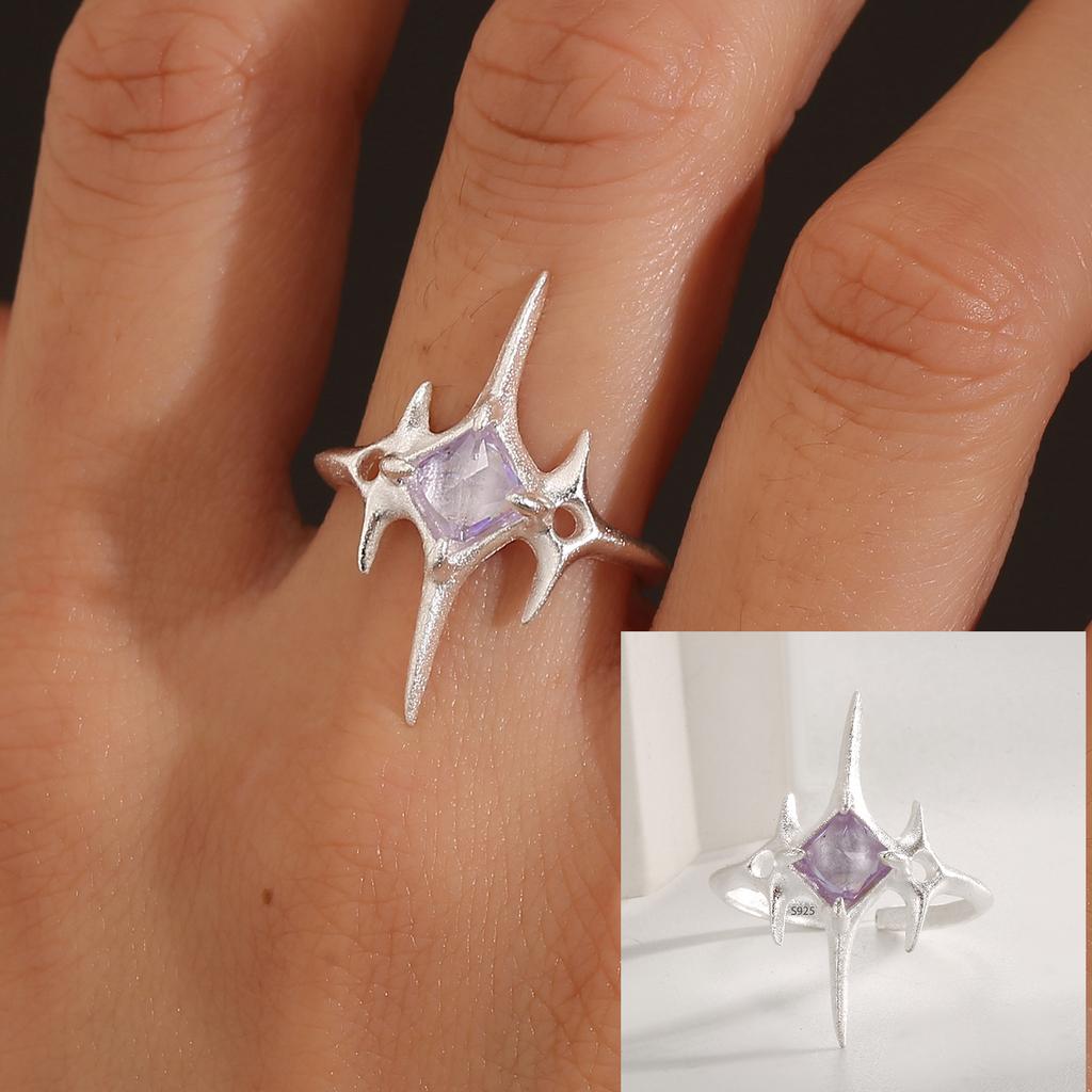 925 Sterling Silve Moonstone Irregular Ring for Women Party Gift Adjustabler Personality Korean Dropshipping