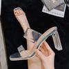 Fashion Transparent High Heels Sandals Women Clear Band Slippers Sexy Ladies Colorful Bottom Transparent Flip Flops 2025 Pantuflas Mujer