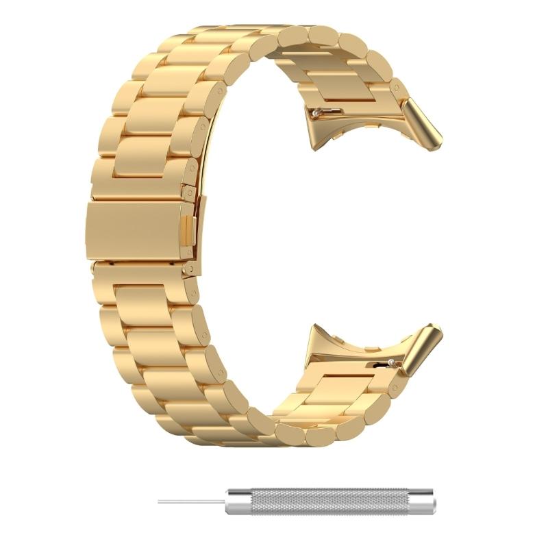 

Heavy Duty Adjustable Stainless Steel Three Bead Watch Band For Watch 4 3 41mm 45mm Replacement Straps For Smartwatches 41mm золотой