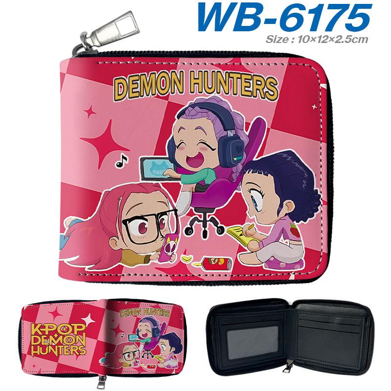 K-Pop Demon Hunters Short PU Zip Wallet Anime Card Holder Mini Coin Purse Black 1pcs