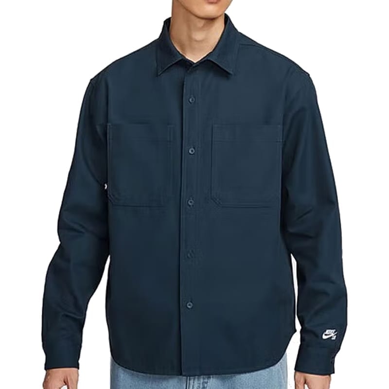 Nike SB Shirts Men's Navy Blue Lapel Moderate FV7346-478