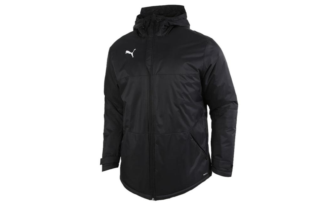 PUMA Fleece Lined Thermal Logo Windproof Casual Sports Hooded Puffer Jacket Winter Men's Black 657747-03