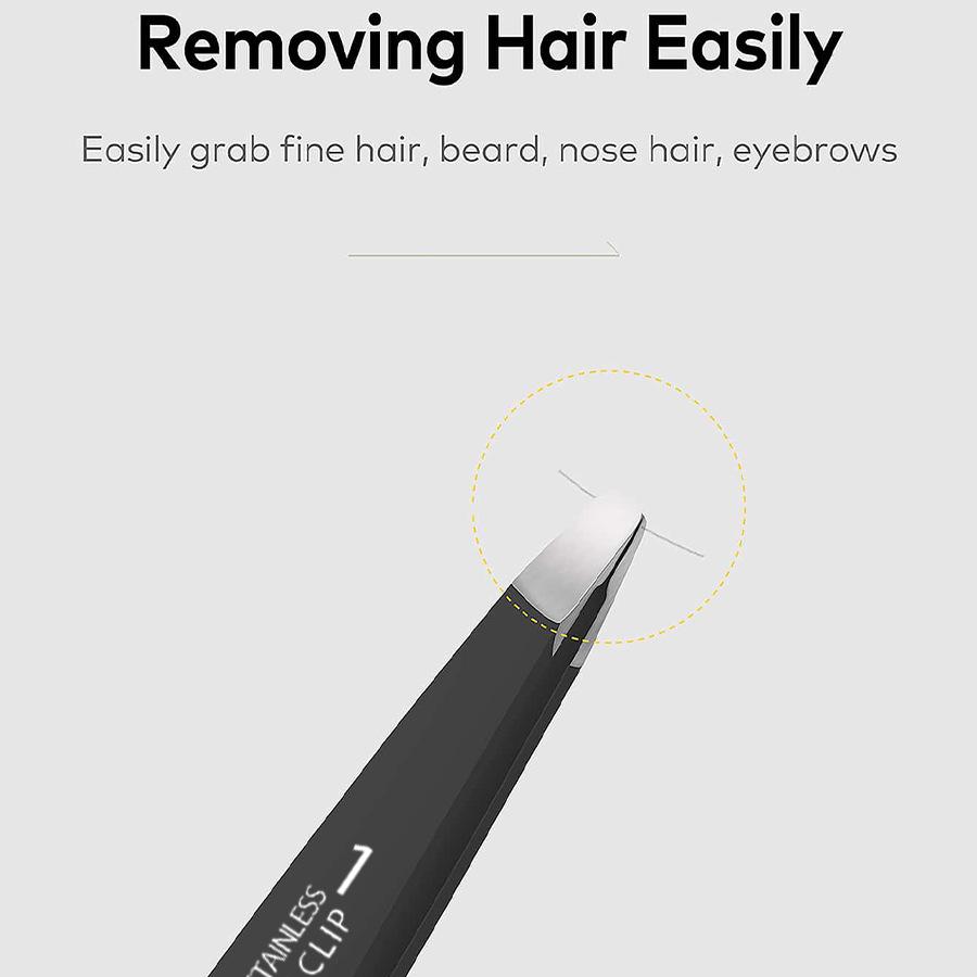 Stainless Steel Eyebrow Tweezers Precision Slant Tip Grooming Tool for Hair Removal and Facial Care Suitable for Professional and Personal Use