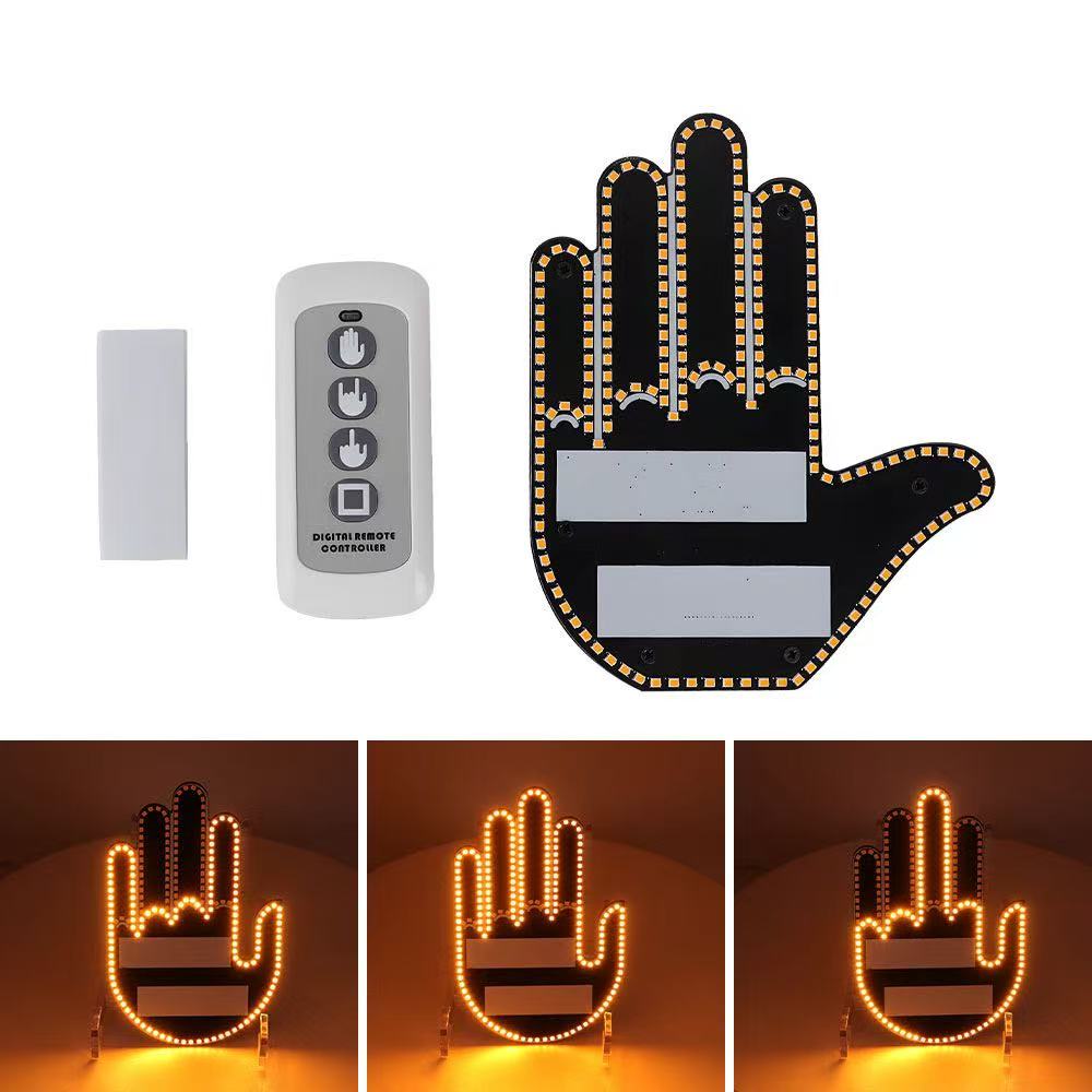 New Car Expression Finger Light with Remote Control Led Lighting Gesture Light Road Rage Middle Finger Gesture Palm Light