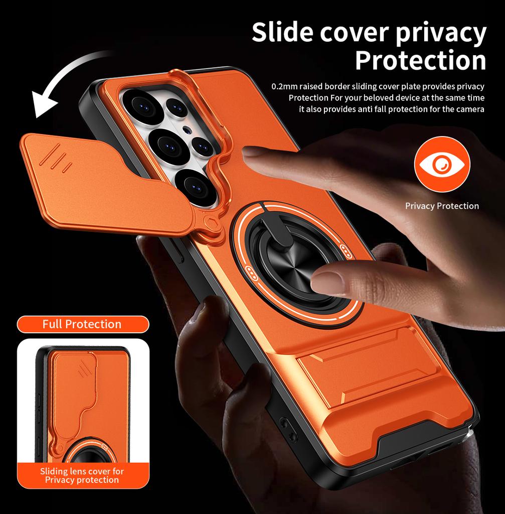 For Samsung Galaxy S21 S22 S23 S24 S25 S26 Ultra S26 Plus Luxury Plastic Rotating Magnetic Ring Holder Phone Case Shell