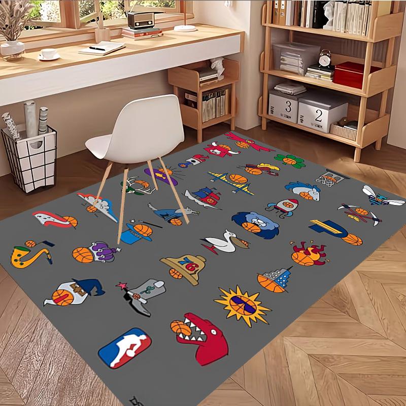 NBA basketball Print Rug, Washable Floor Carpet, For Entryway Dorm Laundry Room Office Study, Home Decor Birthday Christmas Gift