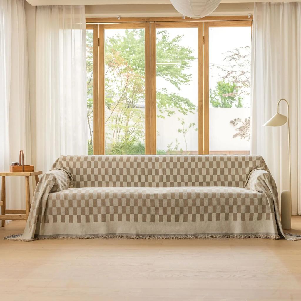 Slipcover Multi Functional Sofa Towel Cover Geometric Thick Double-sided Tablecloth Sofa Covers for Living Room