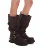 Black Purple Rusk Strap Slouched Boots_Brick Brown