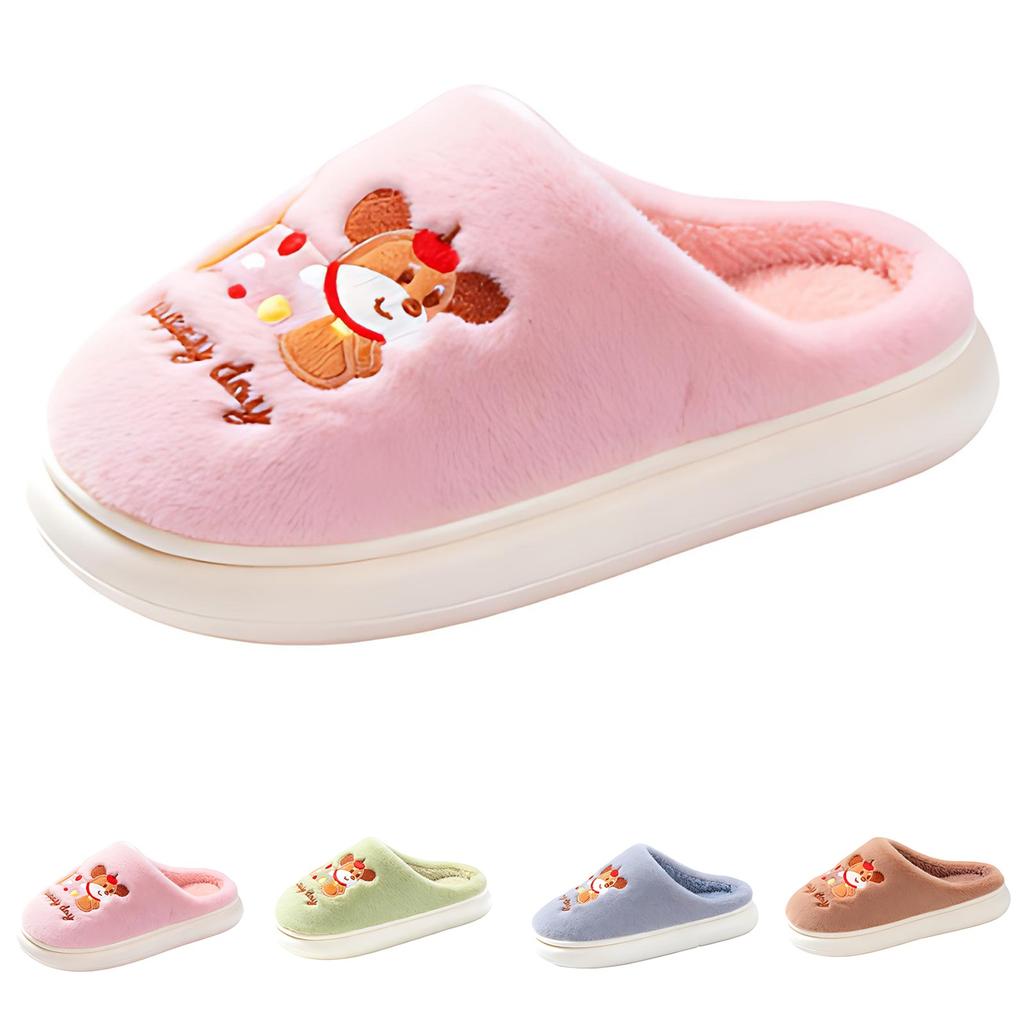 Winter Baby Girls Cute Printed Cotton Slippers Kids Warm Thick Soled Fleece Cotton Slippers Children Indoor Fashion Cotton Shoes
