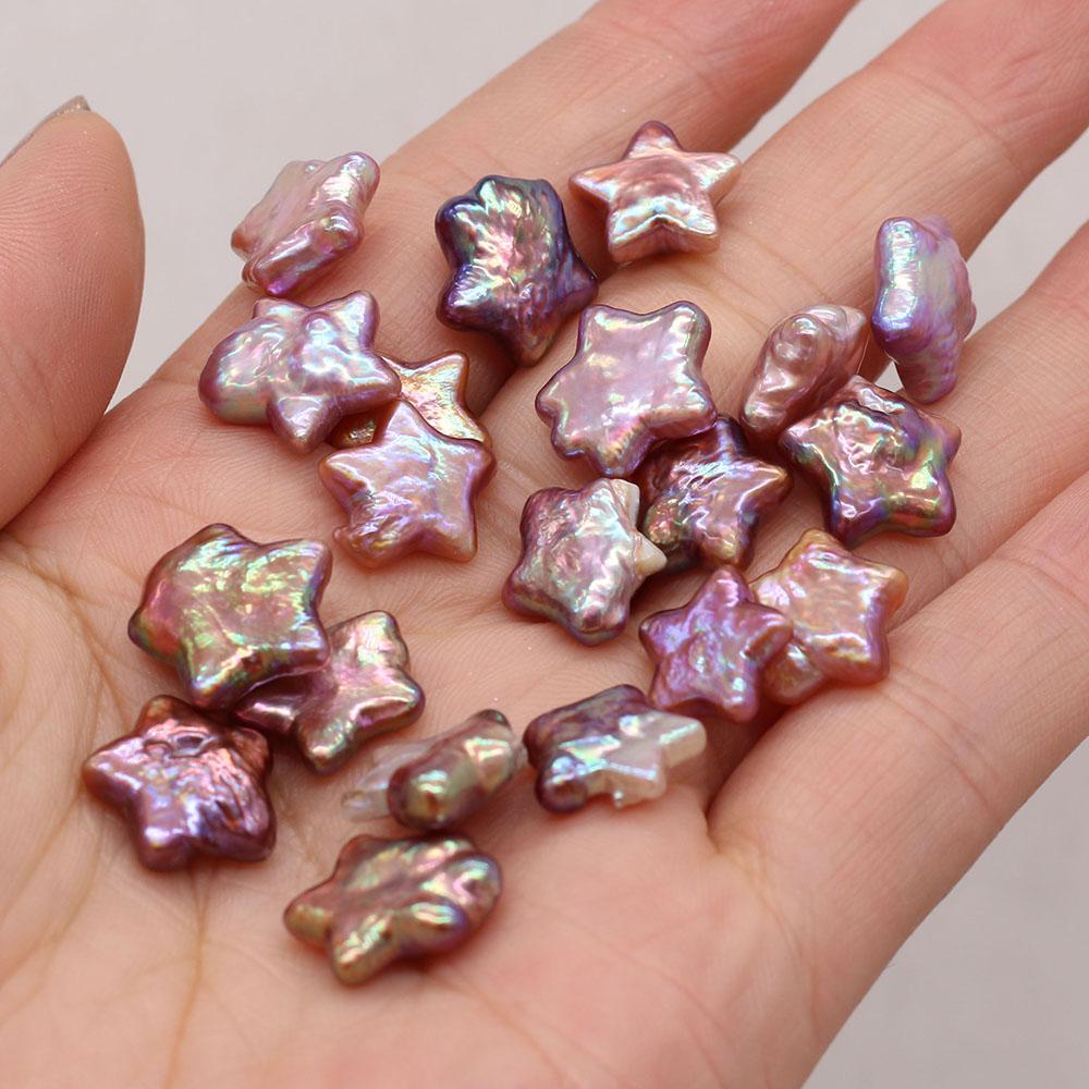 1Pc, Purple Non-porous Natural Shell Beads, Handmade Pentagram Loose Beads, 1.2-1.3cm, for DIY Necklace Bracelet Anklet Accessories, Jewelry Making