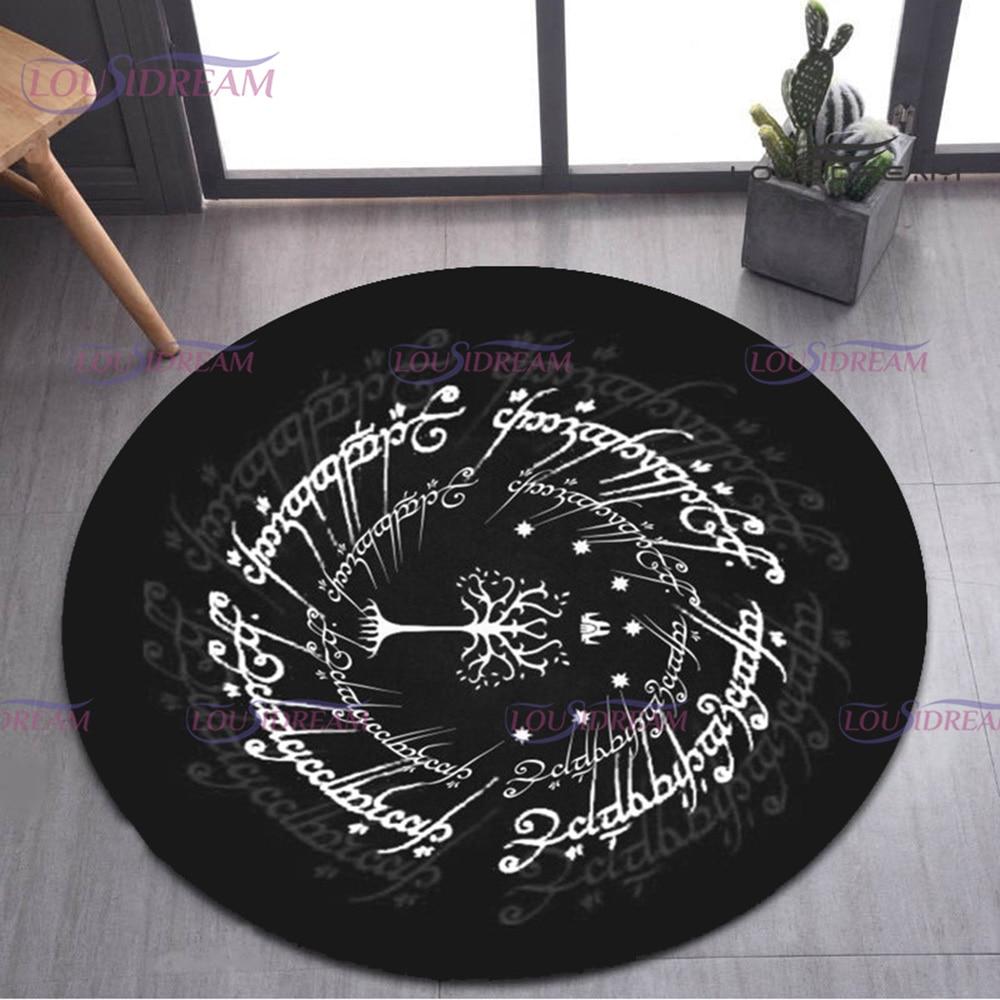 L-Lord R-Ring Printed Round Carpet Living Room Rugs Floor Carpet Bath Mats Bedroom Rug Washable Anti-Slip Fire Eye Yoga Mat