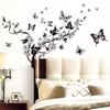 Siyah Çiçek Kelebek Çiçek DIY Asma Duvar Sticker Sanat Dekor Duvar Odası Çıkartması