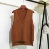 Chic V-neck Knitted Vest Womens Sweater Autumn And Winter New Loose Pullover Sweater Vest Casual Warm Sleeveless Sweaters 11810
