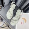 Rhinestone pearl set toe flat sandals female summer 2025 new Korean version temperament fairy wind one-word buckle beach slippers