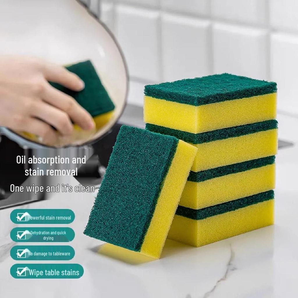 Magic Nano Dishwashing Double-Sided Sponge Scrubber for Oil Removal