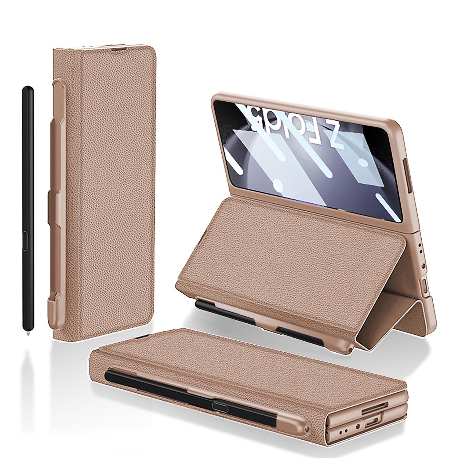 

New Foldable Leather Case for Samsung Z Fold 5 with Pen Slot No Pen Included