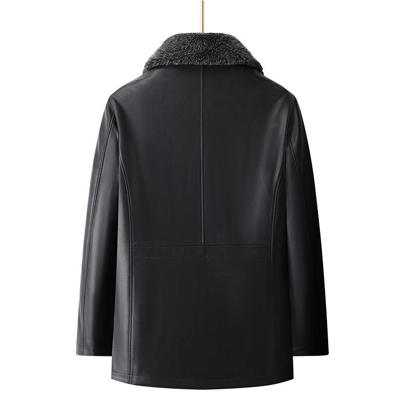 Men's Winter Padded Leather and Cotton Jacket for Middle-aged and Elderly - Warm and Ideal for Dad.