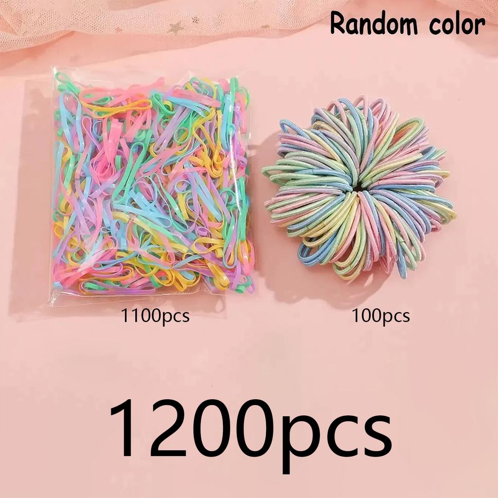 1200 Pcs New Dopamine Fashion Colored Hair Rope Small Flower Grab Set For Women Children As Gift (Color Random)