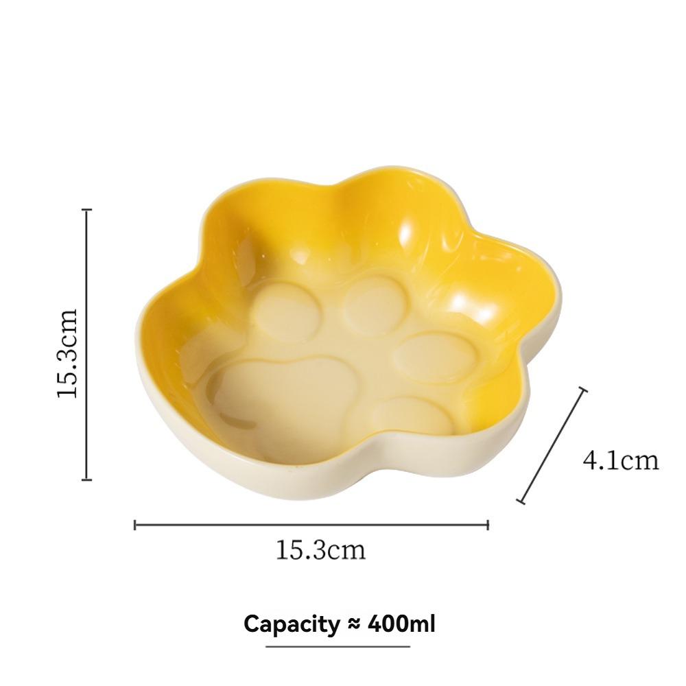 Multi-color Paw Shaped Ceramic Cat Bowl, Non-slip Pet Food Bowl, Easy Clean Feeding Bowl for Cats Dogs