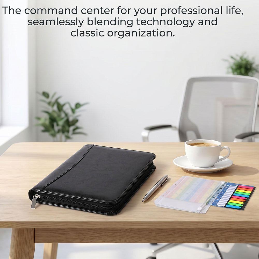 PU Leather Portfolio Binder Cover A6 Work Record Book Memo Book File Folder  Document Storage