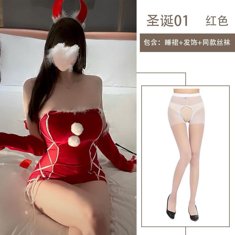 Sexy Lingerie Christmas Hip Tight Uniform Sweetheart Pure Desire Sexy Tube Top Velvet New Suit