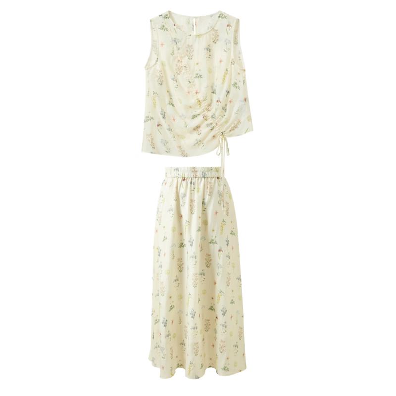 

Sancai Tencel Embroidered Sleeveless Top & Skirt Set S