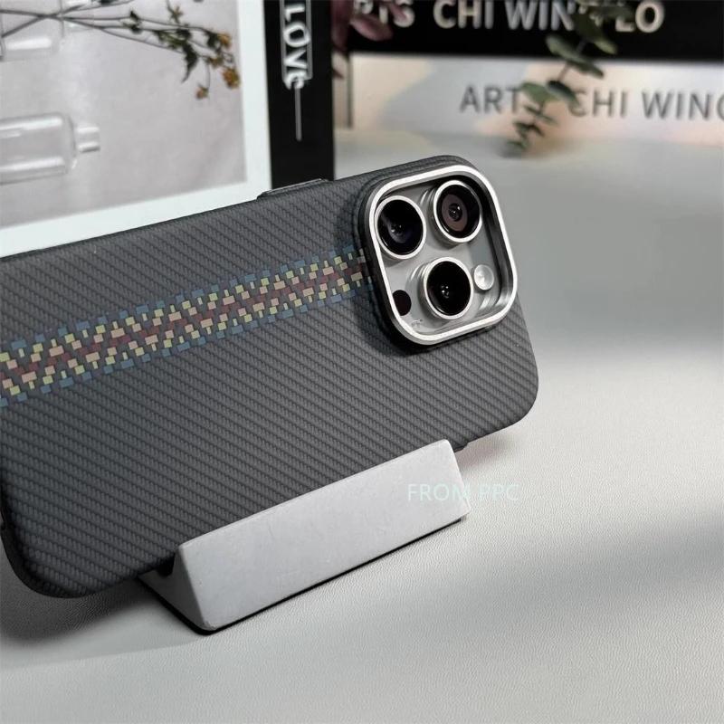 Carbon Fibre for MagSafe Cover Case for iPhone 17 16 15 14 Pro Max Wireless Charging Magnetic Phone Shell Camera Ring Hard Coque