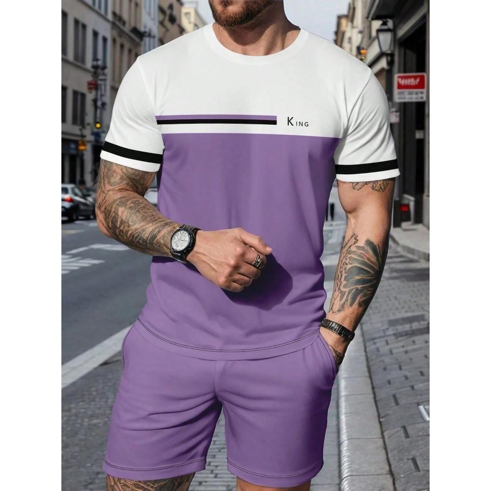 Men's Casual Fashion Sports Suit Round Neck Lightweight Short-sleeved Shorts Suit Loose Comfortable Unisex Sports Clothing