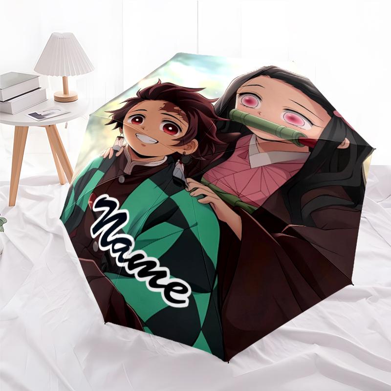 Personalized Name Demon Slayer6 Print Umbrella - Automatic Open/Close, Eight-Rib Durable Frame, Automatic Folding Umbrella