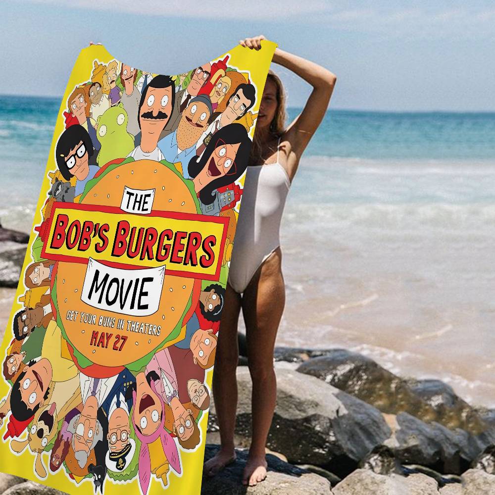 Asciugamano da Spiaggia Bobs B-Burgers Anime Morbido Assorbente Lavetta Regali per Bambini Viaggio Campeggio Palestra