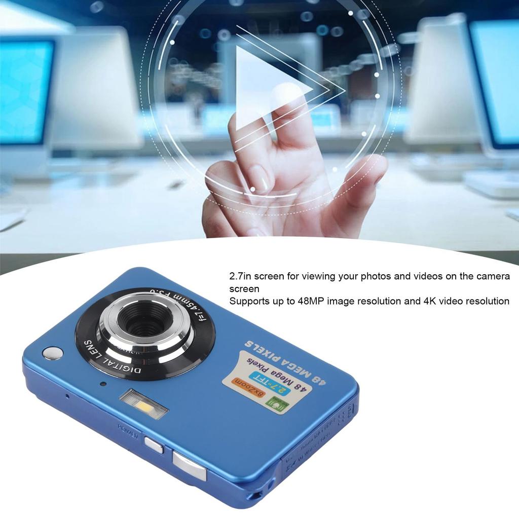 4K Digital Camera with Flash, 8x Zoom, 2.7-inch LCD Display, 48MP Image Stabilization, Portable Compact Camera for Photo and Video, Vlogging Camera