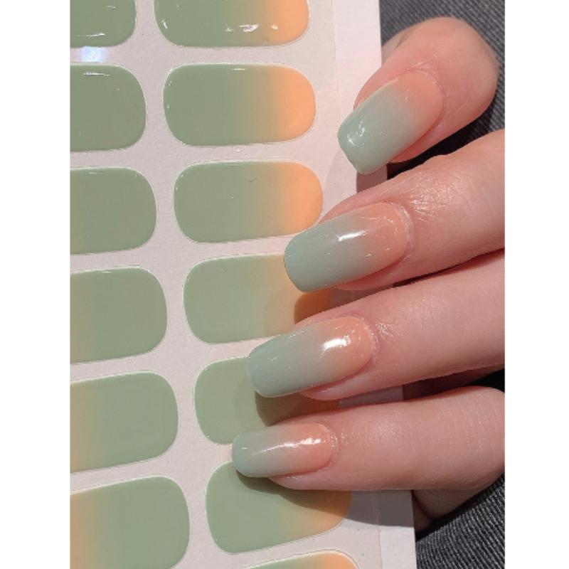 Naakt Semi-uitgeharde Gel Nail Wraps Sticker Langdurige Uv Led Lamp Franse Nagel Decal Omber Nagel Waterdicht Semi-uitgehard Sticke 16tips