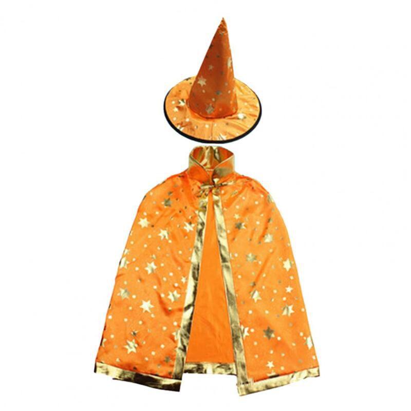 Halloween Cosplay Zaubercape für Kinder mit schillerndem Sternmuster und Hut
