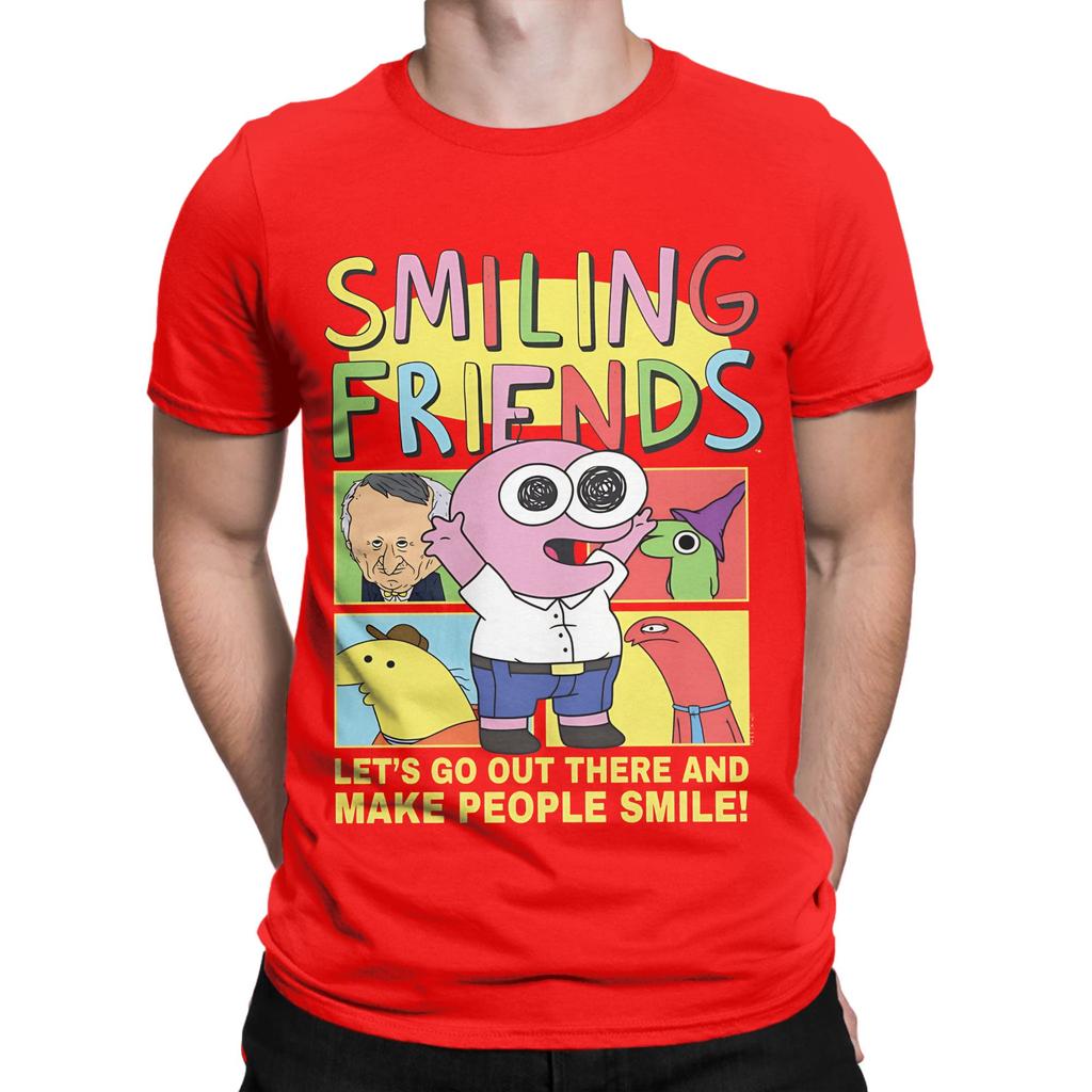 Smiling Friend Make People Pim Funny Cartoon Novelty Graphic 100 Cotton TShirt Smiling Friends Season 2 Tees Tops For Unisex