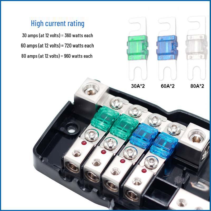 Top-Selling Car Audio Fuse Box: 4-Way/2-In 4-Out Distribution with LED Light Holder