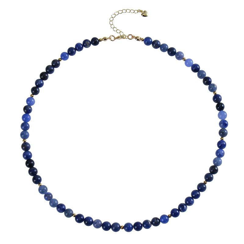 5mm Blue Turquoise Beads Necklace For Women Semi Precious Stone Charm Choker Neck Power  Summer