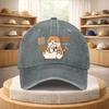 Japanese Cat Eating Ramen Baseball Cap Washed Denim Adjustable Retro Streetwear Hat