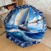 1 STuks Zeilboot Meeuwen Paraplu - 8 Ribben Versterkt, Automatisch Openend, Lichtgewicht & Duurzaam, Schattig Modeaccessoire voor Buiten - P2695