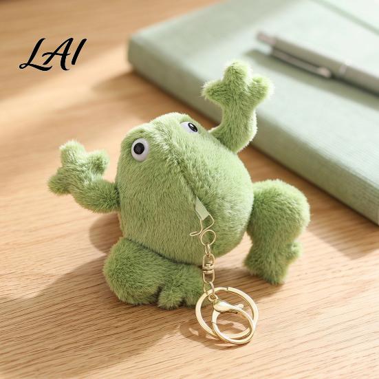 Small Animal Plushie Pendant Cute Frog Plush Keychain Soft Stuffed with Raised Paw Cartoon Gift for Kids Bag Charm Backpack Mini Doll Adults