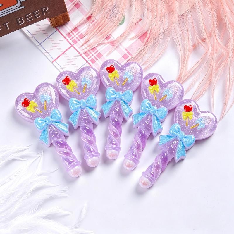 Mini Glittery Resin Magic Wands Multiple Cartoon Styles For Diy Crafts Cream Glue Decoration For Kids