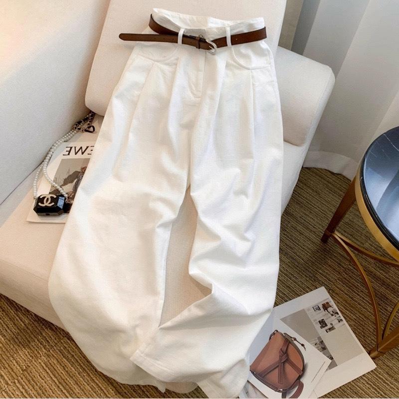 Apricot High-Waist Pleated Wide-Leg Jeans for Girls - Summer American Style
